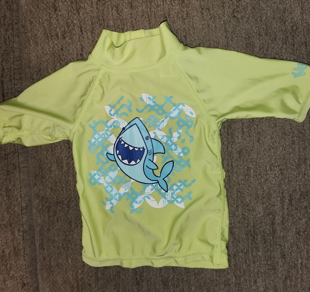 Kids Swim Shark Rash Guard - Green